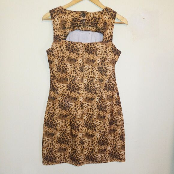 Brioche California Cheetah Print Sheath Dress-Size 11/12-Keyhole Back-USA Made - Picture 5 of 8